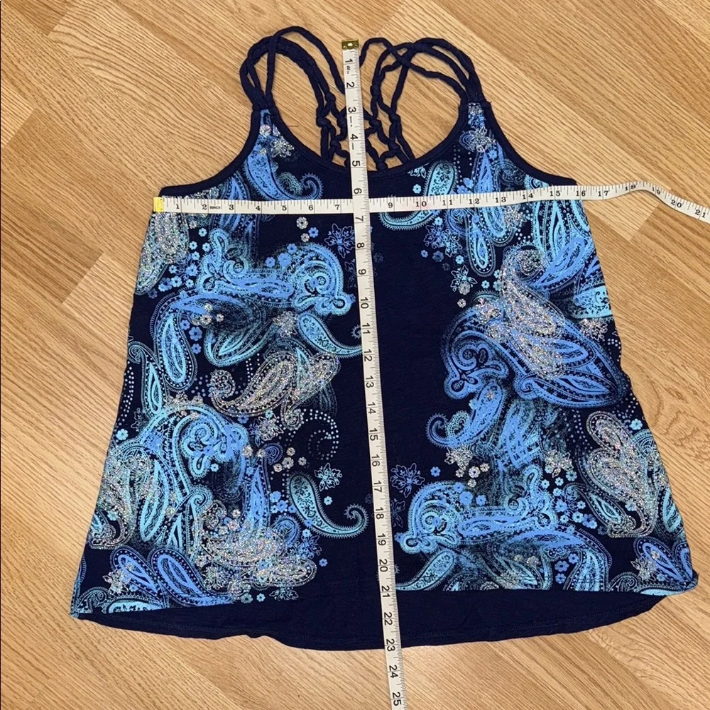 Justice Girls Size 20 Blue Paisley Strappy Back Tank Top Summer Casual Cotton